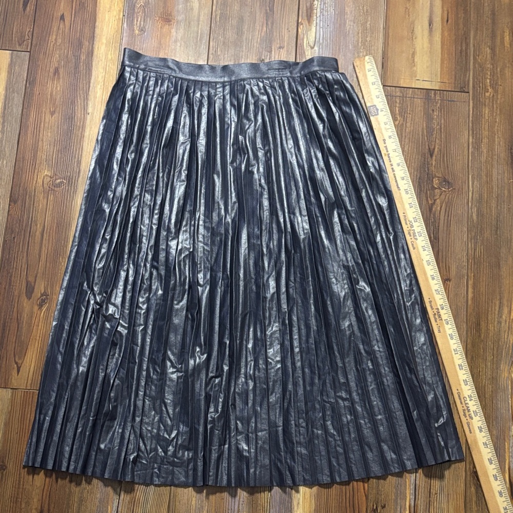 J. Crew Shimmering Navy MIDI A-Line Skirt Size 8